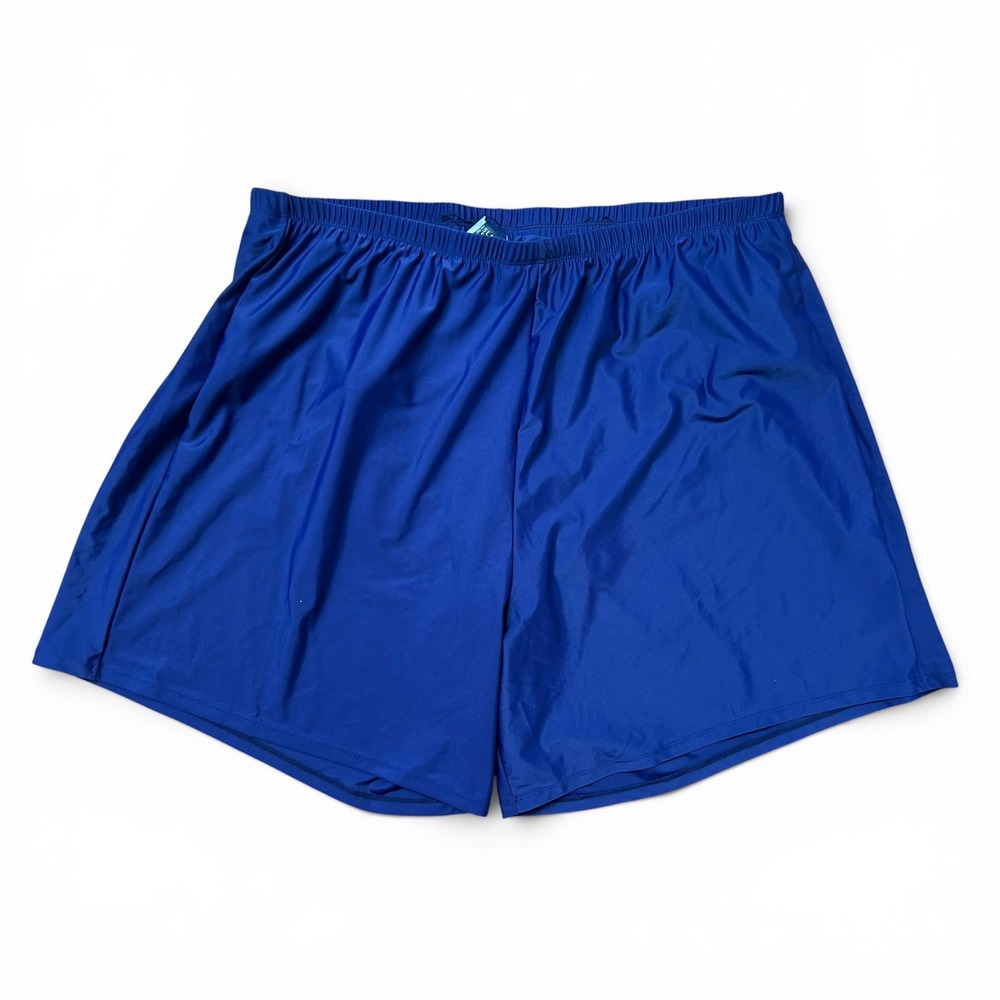 Island Escape Navy Blue Thigh Minimizer Swim Shorts with Brief 22W NEW! $45